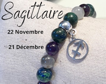 Natural stones bracelet, Amethyst, Turquoise, Lapis Lazuli, Pisces astrology bracelet, Sagittarius sign bracelet, Zodiac sign