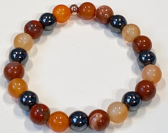 Natural pearl bracelet, Garnet, carnelian, Citrine, semi precious stone, birthday gift, bracelet against fatigue, personalized