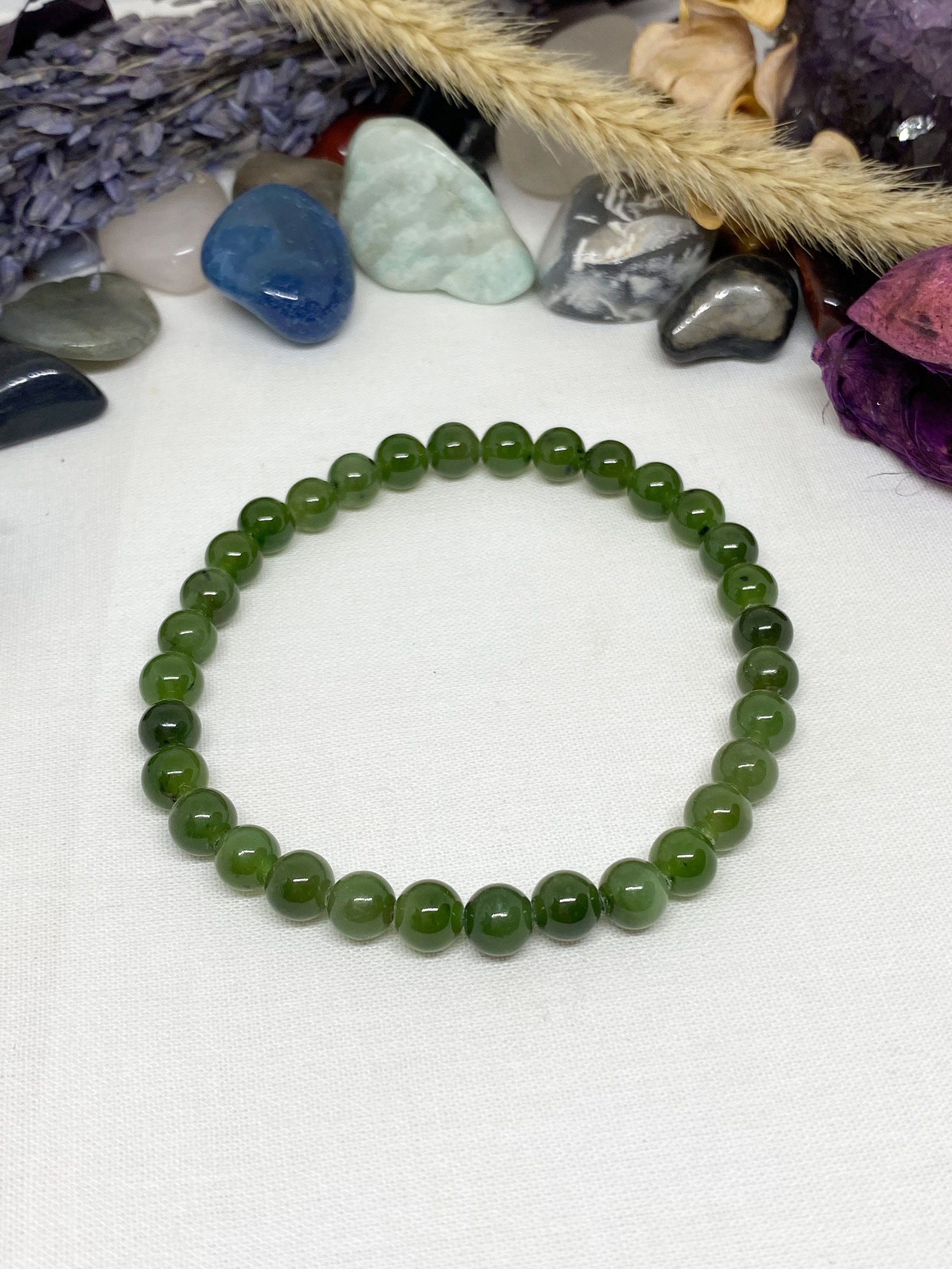 Collana In Giada Naturale Verde 18 Pollici - Perle Tonde 6-14 Mm - Fatte A Mano