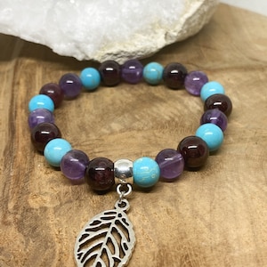 Natursteinarmband - Türkis - Amethyst - Granat - Lithotherapie - personalisiert - Perlenarmband - Halbedelstein