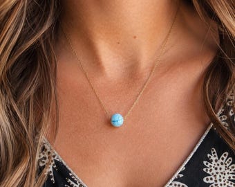Genuine Larimar Necklace for Women – Soothing & Natural Blue Stone | Healing Crystal Jewelry in Stainless Steel | Zen Gift