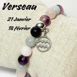 Bransoletka Wodnika, kryształy Wodnika, bransoletka zodiaku, kamień naturalny, prezent na luty, perła 8 mm, bransoletka astrologiczna, prezent dla kobiet