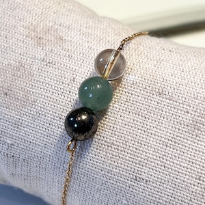 Natural stone bracelet - Pyrite - Citrine - Peridot - lithotherapy - Abundance - Prosperity - Wealth - Valentine&#39;s Day gift