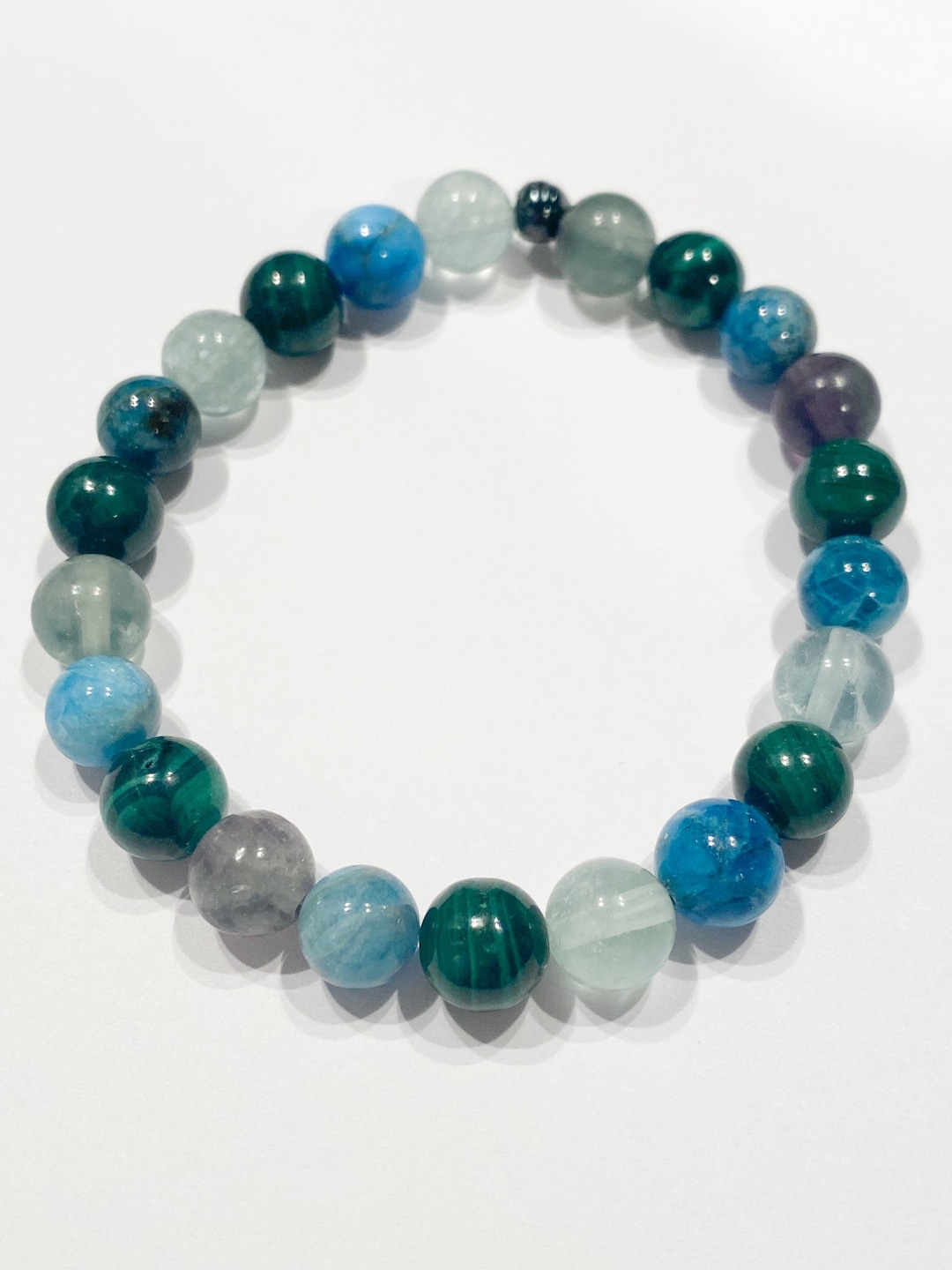 Bracelet En Pierres Naturelles D'Apatite Bleue - Moins De 13cm - Sans Fermoir - Purification & Équilibre Émotionnel