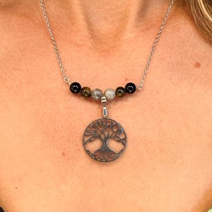 Collana Occhio Di Tigre Con Ciondolo Albero Della Vita – Pietra Naturale Protettiva, Catena In Acciaio Inossidabile 50 Cm – Gioiello Portafortuna Per Donna E Ragazza - 3