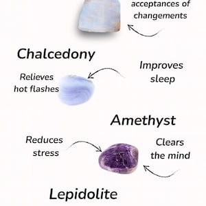 Menopause bracelet, Amethyst, Chalcedony, Moonstone, Lepidolite, hot flash, healing crystals, valentines day gift image 5