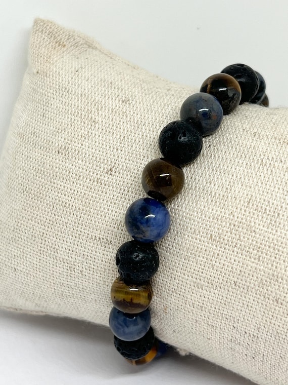 Bracciale occhio di tigre pietra naturale di qualità per uomo