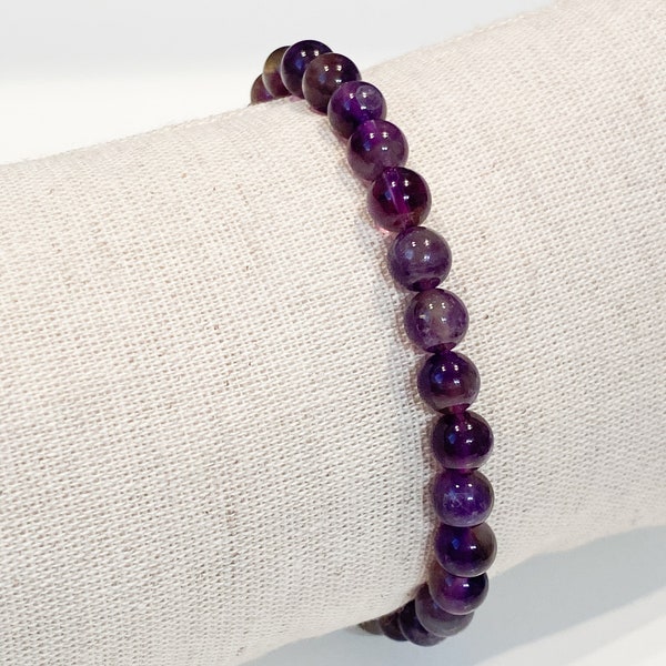 Amethyst Armband 6mm, Naturstein, echter Amethyst, Heilstein, Amethystschmuck, Perle, Weihnachtsschmuck Geschenk