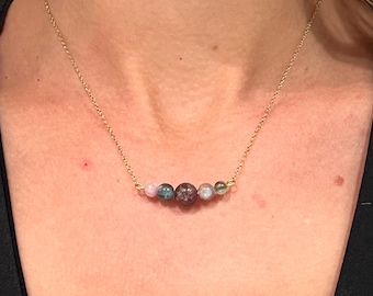 Hummingbird necklace, Amethyst, fine stainless steel chain, golden jewelry, semi precious stone, gift for her, 6mm pearl, energy stone