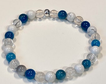 Natural stone bracelet, Carnelian, Apatite , Howlite, Strass, special diet bracelet, weight loss, lithotherapy jewelry, pearl