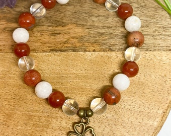 Bracelet Lithothérapie Cornaline Pierre Polie - FL - Femme Enceinte, Foie - Orange