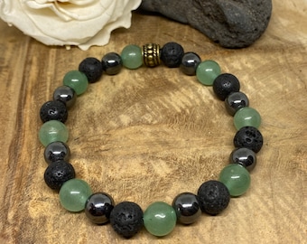 Natural stone bracelet, Aventurine, lava stone, men's bracelet, men's gift, Christmas gift, personalized, lithotherapy jewelry