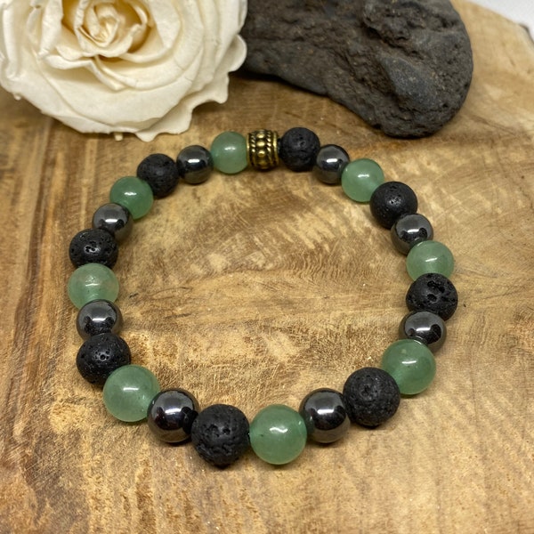 Natural stone bracelet, Aventurine, lava stone, men's bracelet, men's gift, Christmas gift, personalized, lithotherapy jewelry