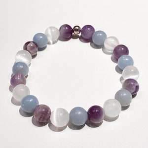 Lithotherapy bracelet, natural stones, Rose Quartz, amethyst, sleep, sleep well, insomnia, nightmare, anti stress, 8mm pearl