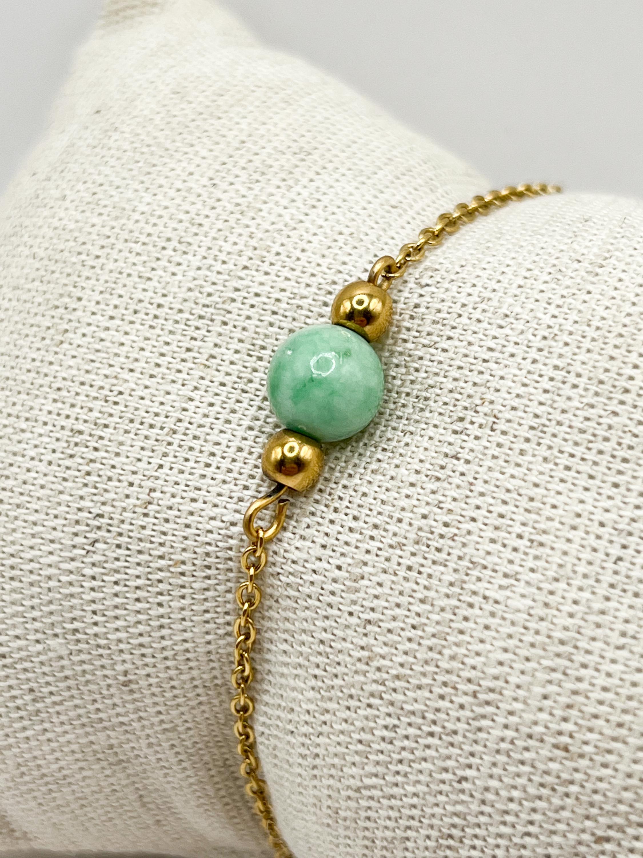 8mmエメラルドブレスレット（女性用）- 5月の誕生石 - ステンレス