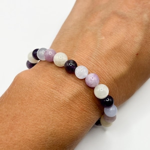 Menopause bracelet, Amethyst, Chalcedony, Moonstone, Lepidolite, hot flash, healing crystals, valentines day gift image 2