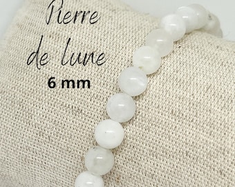 Moonstone bracelet, 6mm pearl, natural stones, lithotherapy jewel, wellness  bracelet, semi precious moon stone, Christmas