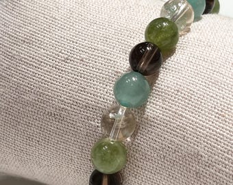 Abundance bracelet - Aventurine - Citrine - Peridot - Smoky quartz - lithotherapy - Prosperity - Wealth- friend gift, handmade bracelet