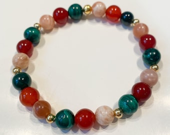 Natural stone bracelet, moonstone, carnelian, Malachite, endometriosis, painful rule, lithotherapy jewel, personalized jewel