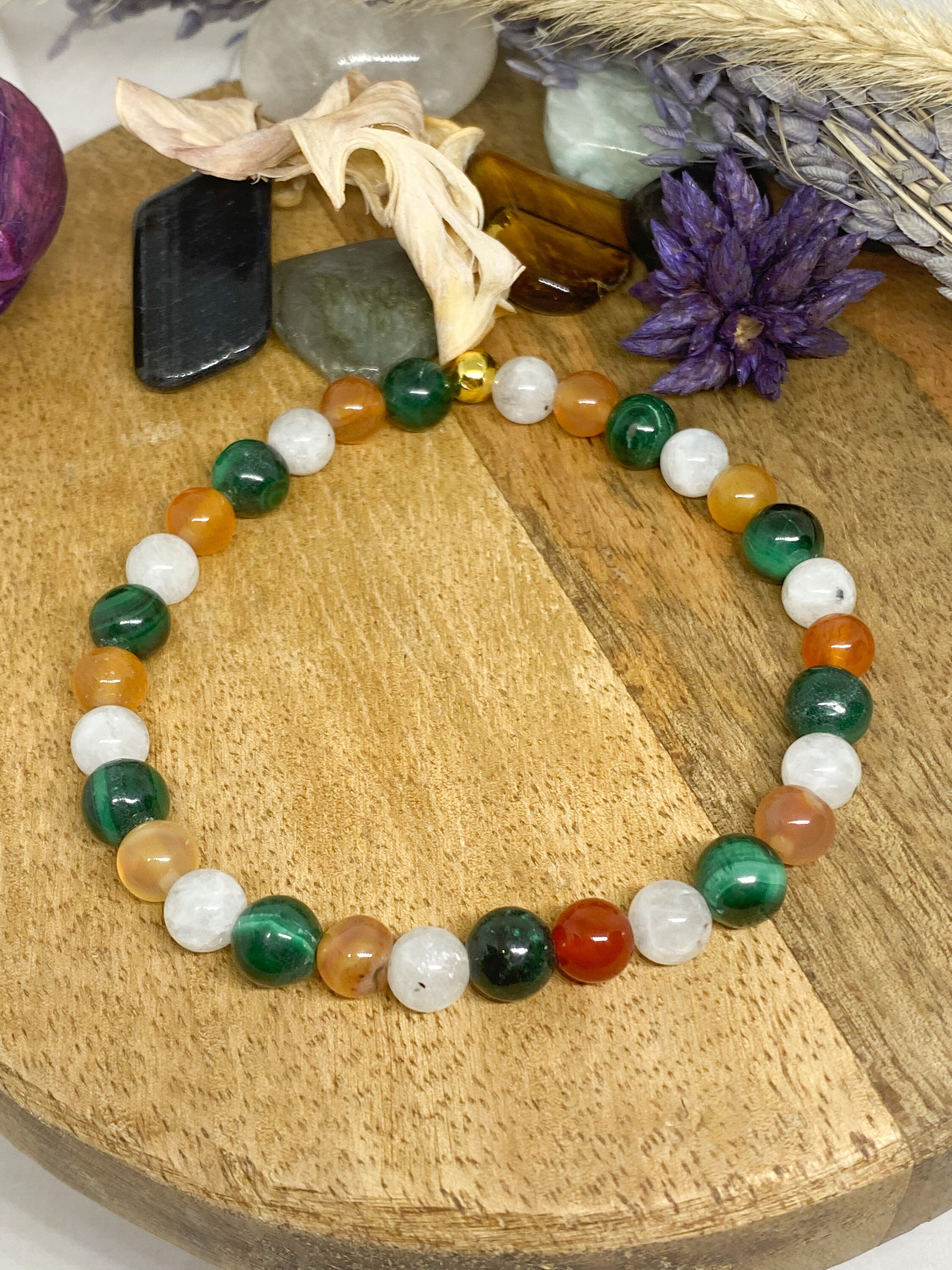 Bracelet Bien-être En Pierre De Lune Et Cornaline - Marque Bravig Maen - Neuf Avec étiquettes