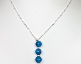 Apatite necklace, Natural stones, lithotherapy jewelry, Stainless steel, Semi precious stone, Silver, Gift for women