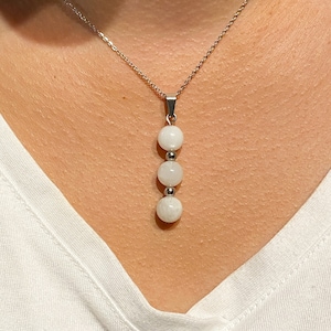 Aventurine necklace, Natural stones, lithotherapy jewelry, Stainless steel, Semi precious stone, Silver, Gift for women