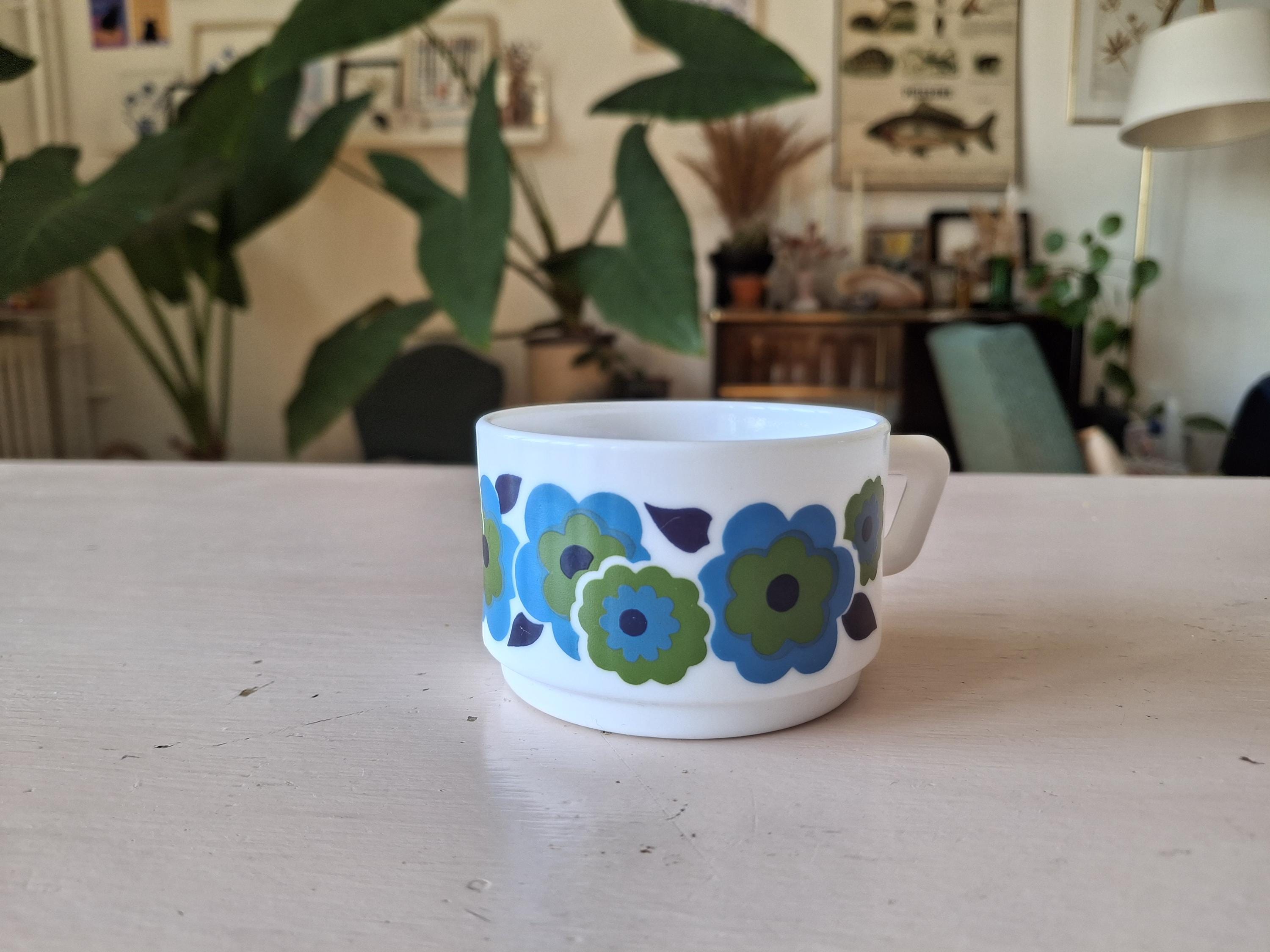 Tasse à Café Arcopal Vintage Violette Et Sa Soucoupe - Série Dorée - France - Occasion
