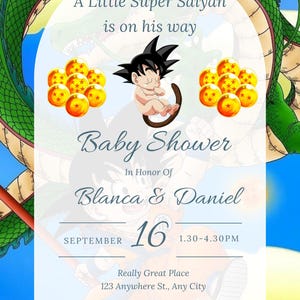 Dragon Ball  Babyshower Invitation, Goku Babyshower Invitation, Dragon Ball Editable Template, Digital Canva