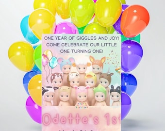Sonny Angel Invitation, Sonny Angel Birthday Party, Sonny Angel Editable Template, Birthday Invitation, Digital Birthday Template
