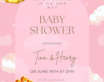 Dragon Ball Girl Babyshower Invitation, Pam Babyshower Invitation, Dragon Ball Editable Template, Digital Canva, Babygirl Babyshower