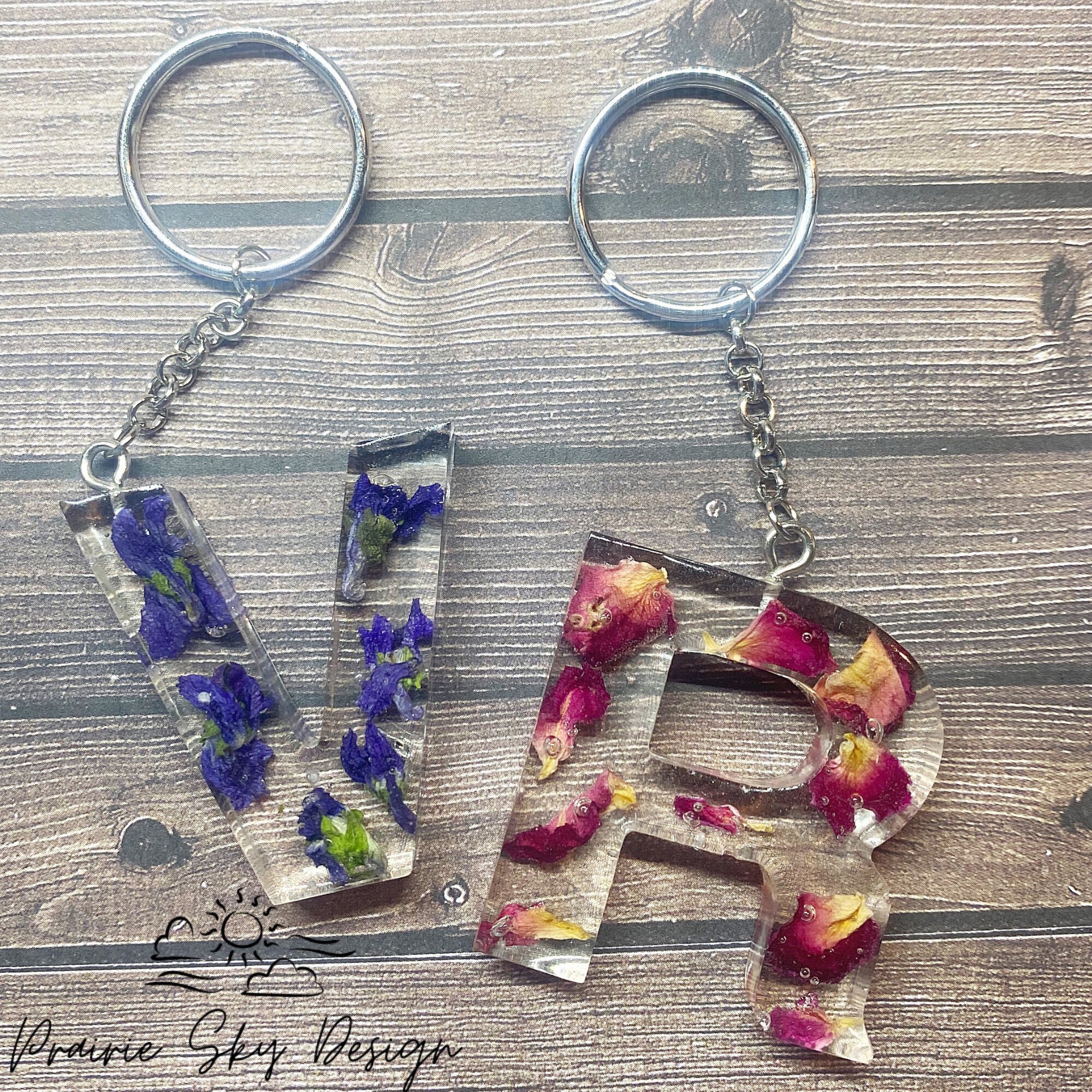 Custom Flower Petal Letter Keychain Beautiful unique Etsy