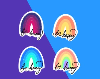 Regenbogen Sticker Set | Be Happy Sticker, Regenbogen Sticker, Computer Sticker|