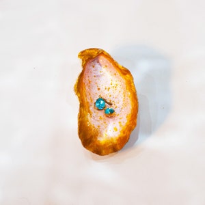 Plat à anneaux en coquille d&#39;huître rose et or | Plat à anneaux en coquille d&#39;huître peint à la main | Porte-bijoux | Plat à bijoux | Plat à bibelots | Plat Sirène