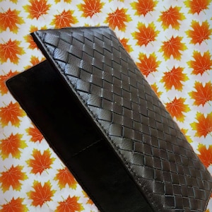 Cartera de piel de oveja Cartera tejida Cartera hecha a mano Cartera de cuero suave Cartera de mujer Moda Negro Elegante Elegancia