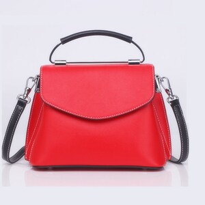 Pure color handbag/small square bag/ladies cowhide shoulder bag/European style fashion bag