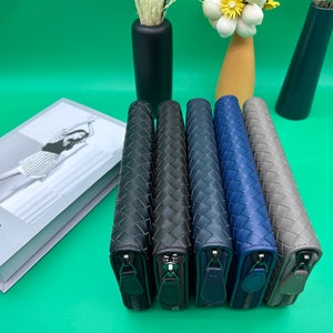 New fashionable sheepskin wallet, handwoven women's long leather coin purse with zipper, high quality gift.