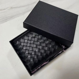 Portafogli da uomo Portafogli personalizzati Portafogli in pelle di pecora Portafogli intrecciati Portafogli bifold in pelle Regali per l'anniversario Regali per papà Regali per lui