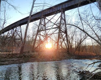 Sonnenuntergang und Zug Trestle Digitale Kunst