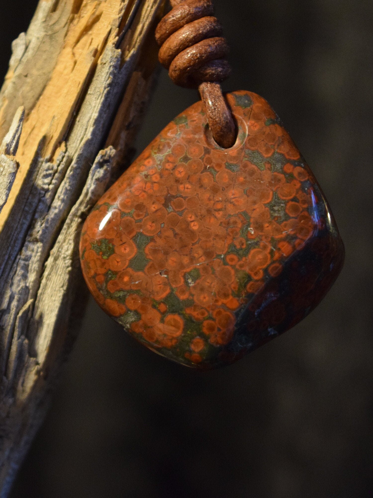 Orbicular Poppy Jasper Pendant, Poppy Jasper Necklace, Olympic