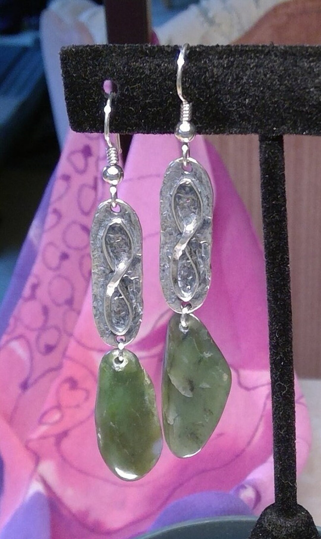 Big Sur Jade Sterling Silver Infinity Symbol Dangle Earrings Etsy