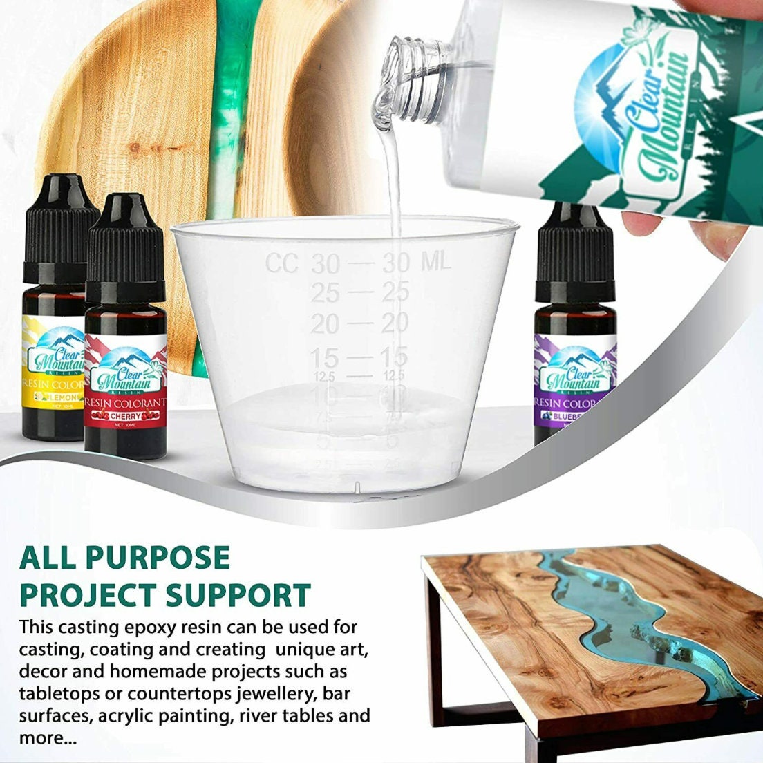 Epoxy Resin Kit Clear With 3 Ink Colourants Mixing Sticks Etsy UK