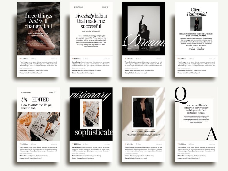 Canva Instagram Templates, Black & White Minimal Social Media Templates ...