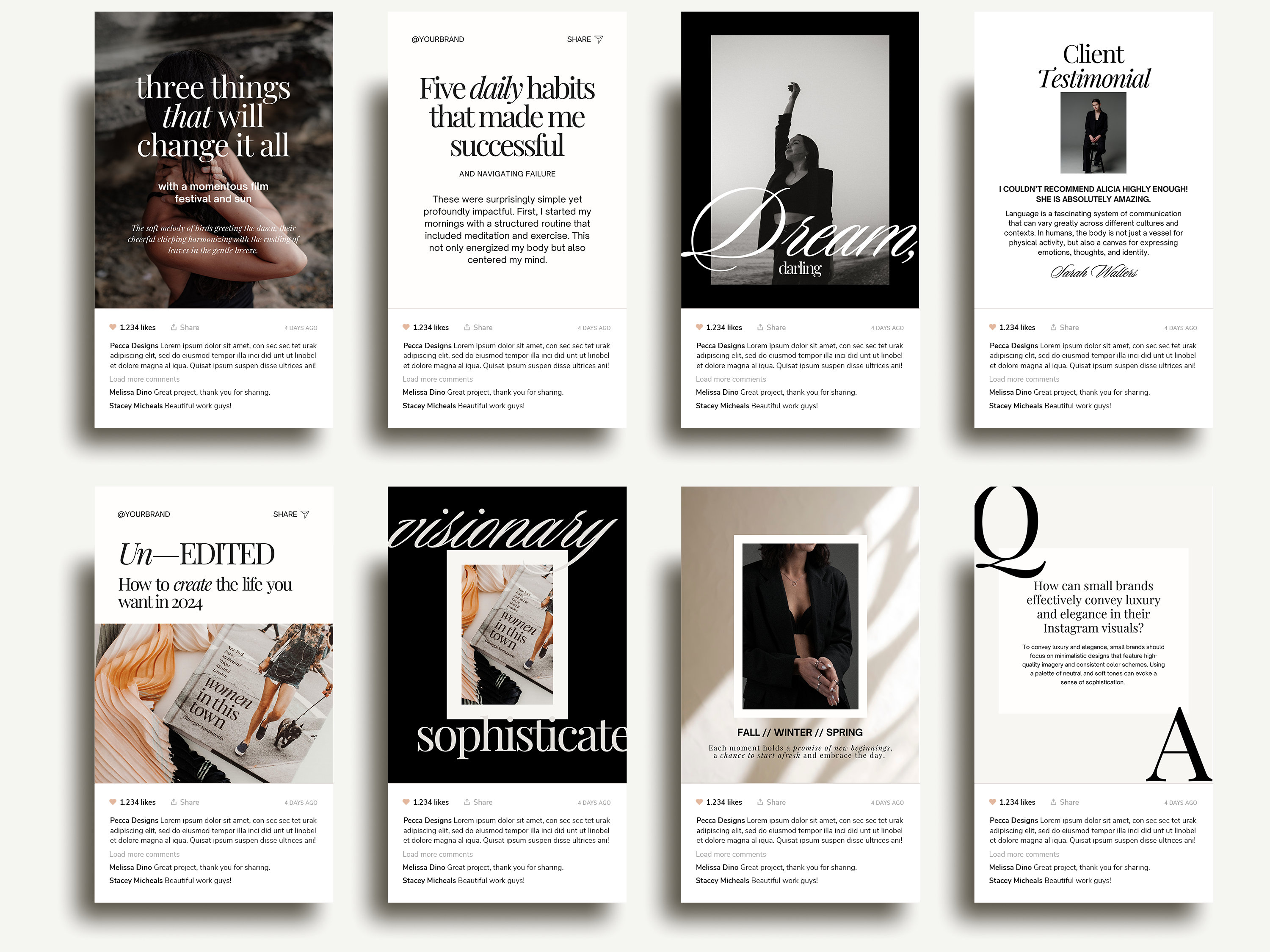 Canva Instagram Templates, Black & White Minimal Social Media Templates ...