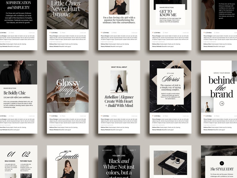 Canva Instagram Templates, Black & White Minimal Social Media Templates ...