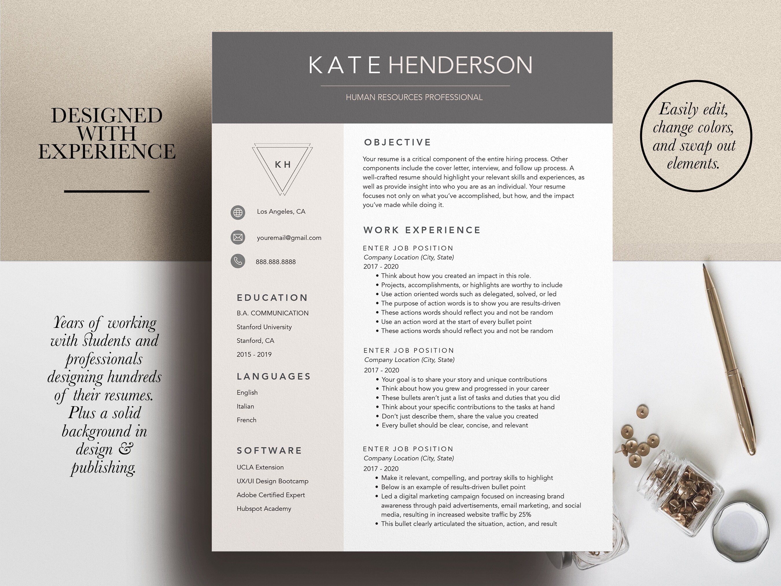 Modern Resume Template 2023 Resume - Il Fullxfull.4436162217 Eofw 
