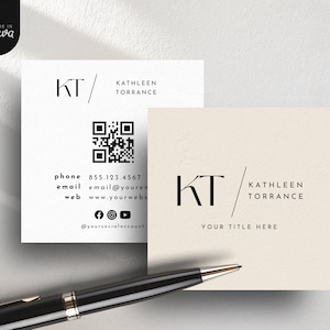 Quadratische Canva Visitenkartenvorlage, Influencer Karte, Qr Code, vorgefertigte Visitenkarte, Visitenkarten Template Design, druckbare Visitenkarte