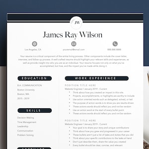 Plantilla de CV hombres, currículum limpio y profesional, plantilla de CV Word + carta de presentación, referencias, formato de currículum, ejemplo de plantilla de CV