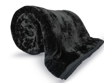 Thick Soft Blanket - Large Travel Sofa Bed Throw - Super Thick Soft Fluffy Warm And Cosy Throw Faux Fur Mink Blanket - Black