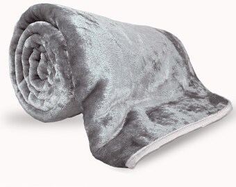 Thick Soft Blanket - Large Travel Sofa Bed Throw - Super Thick Soft Fluffy Warm And Cosy Throw Faux Fur Mink Blanket - Silver Grey