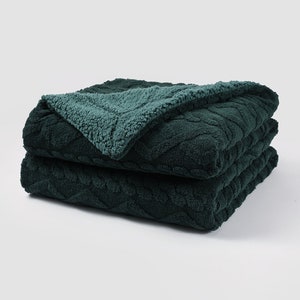 Pagnanno - Sherpa Teddy Fleece Blanket - Fluffy Double Layered Bed and Sofa Throw - Thick, Warm & Extra Soft  - Emerald Green